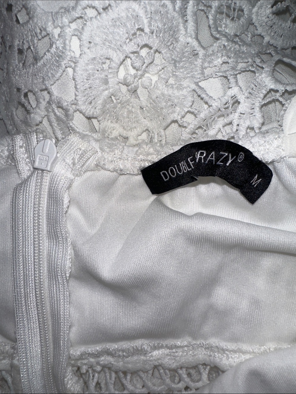 White Lace Spaghetti Strap Mini Dress - Picture 5 of 5